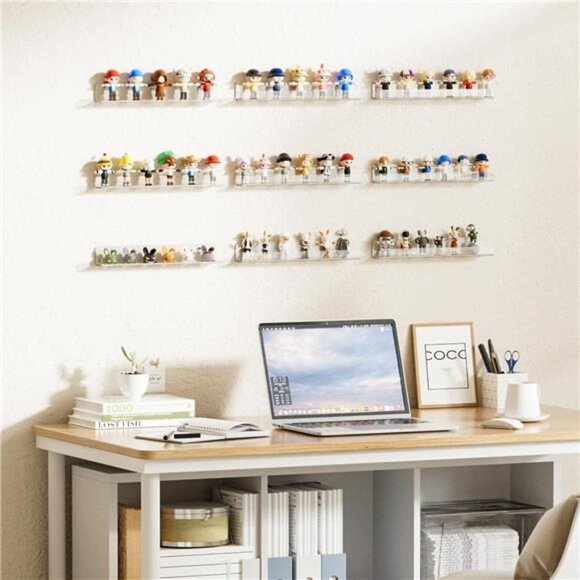6 Pack Clear Acrylic Shelves, 12" Nursery Bookshelves, Small Floating Bookshelf - Picture 2 of 8